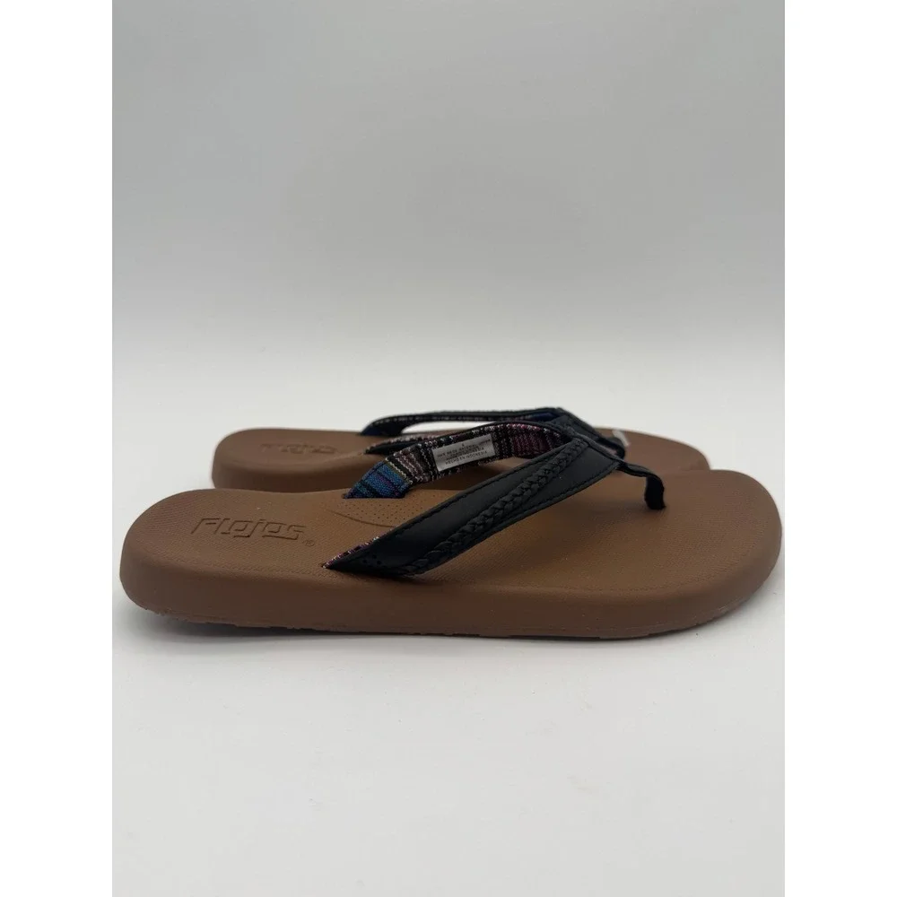 Flojos Flip Flops Black Women's Size 6 Comfort Sandals Casual Thong